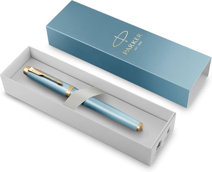Parker Penna stilografica IM Writing Rituals, finitura turchese- verde con sfumatura, puntale dorato, punta media, inchiostro blu, confezione regalo