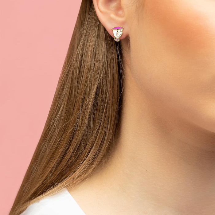 Disney Beauty And The Beast Gold Plated Sterling Silver Mrs Potts & Chip Earrings E906336YL