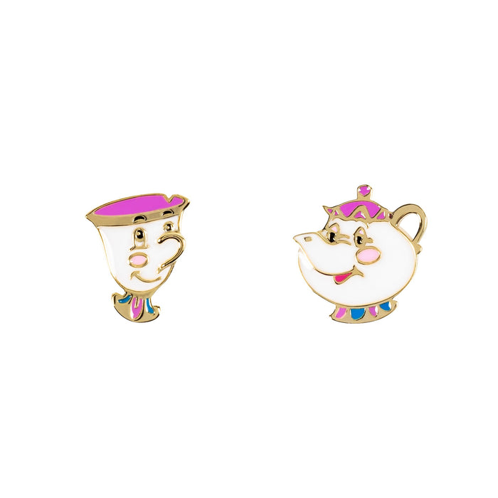 Disney Beauty And The Beast Gold Plated Sterling Silver Mrs Potts & Chip Earrings E906336YL