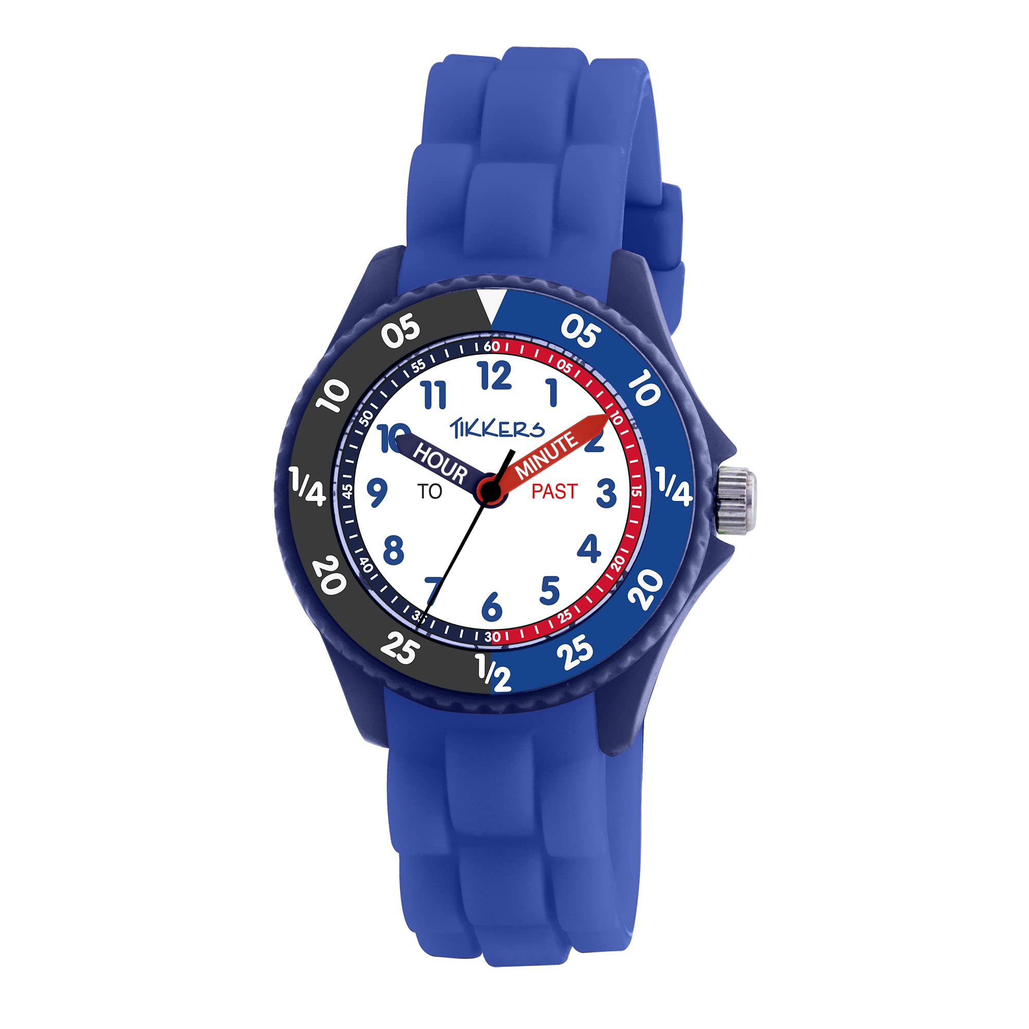 Tikkers Kids Blue & Black Silicone Time Teacher Watch ATK1088