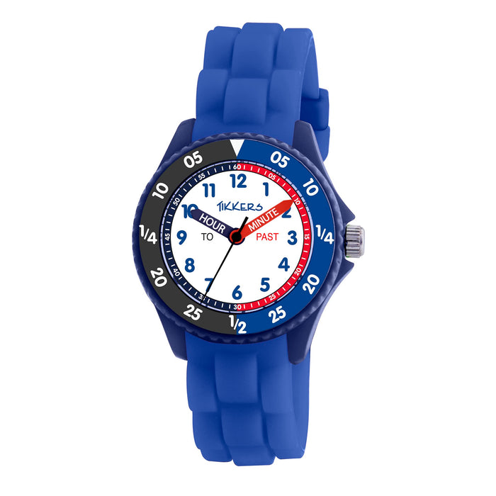 Tikkers Kids Blue & Black Silicone Time Teacher Watch ATK1088