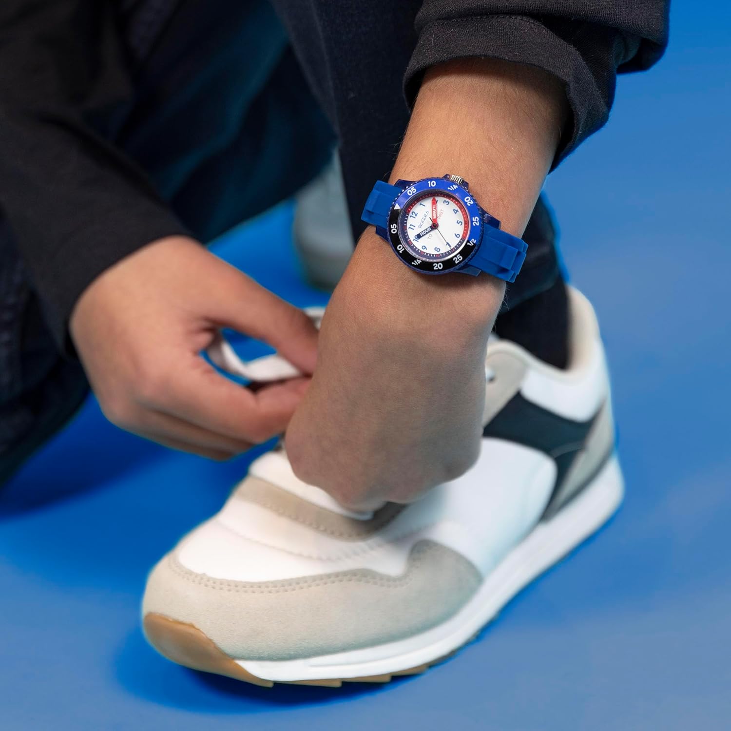 Tikkers Kids Blue & Black Silicone Time Teacher Watch ATK1088