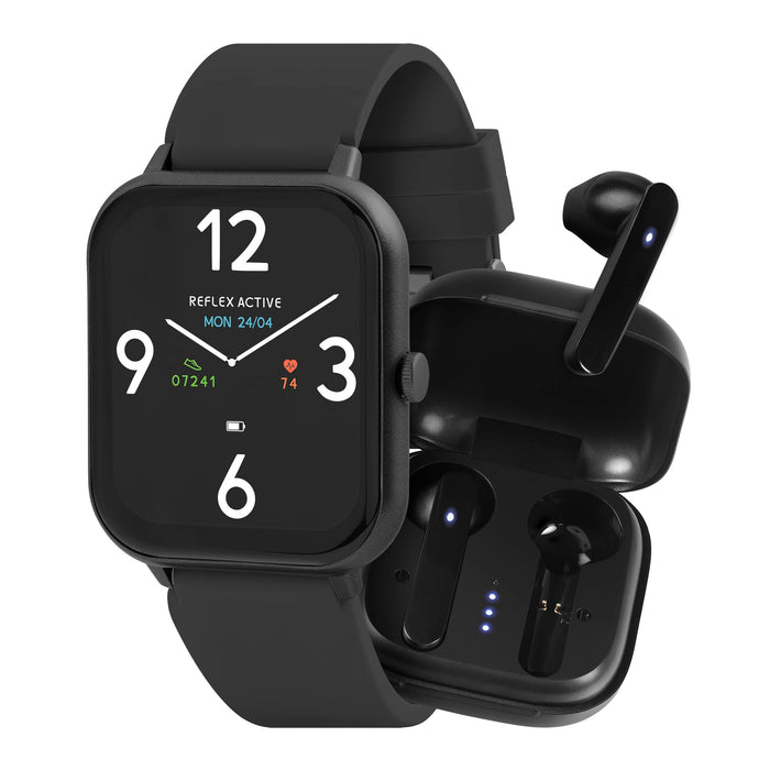 Reflex Active Series 17 Black Strap Smart Watch and True Wireless Sound Earbud Set