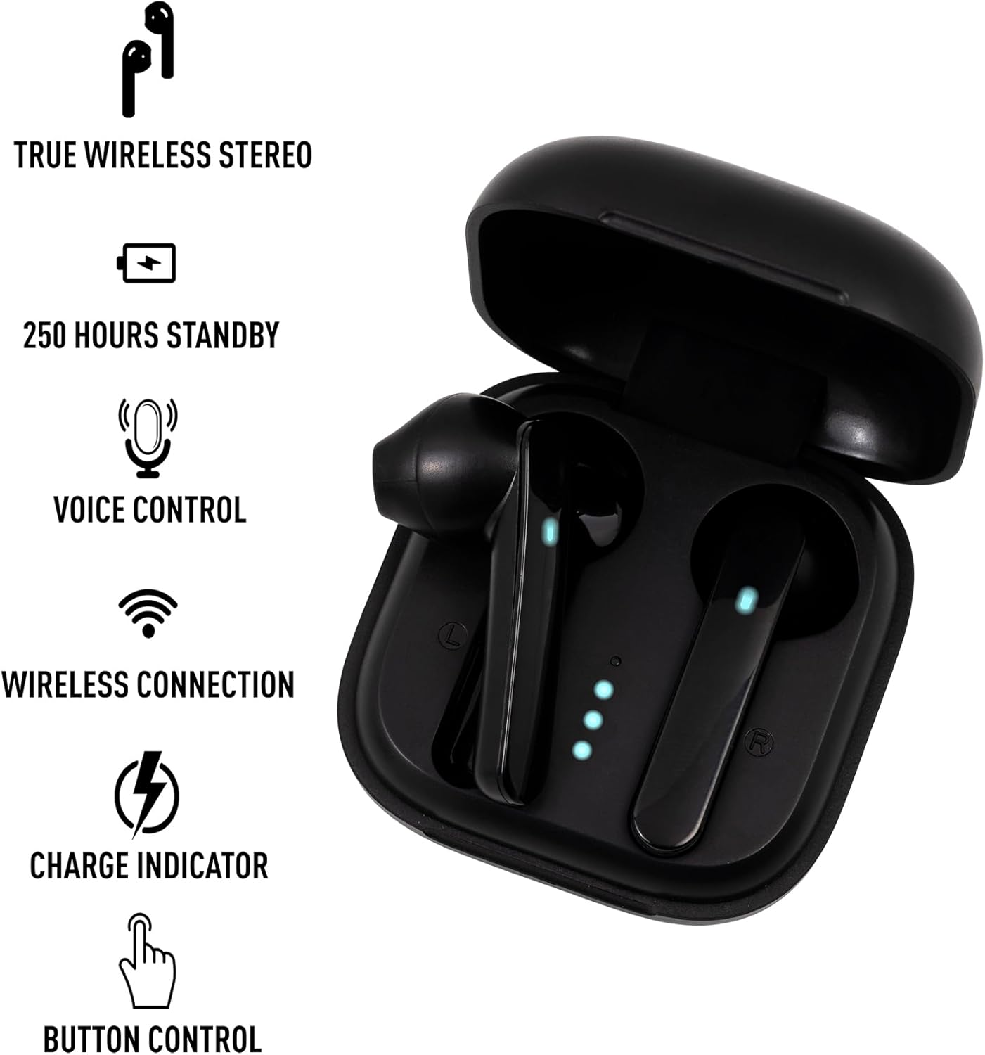 Reflex Active Series 17 Black Strap Smart Watch and True Wireless Sound Earbud Set