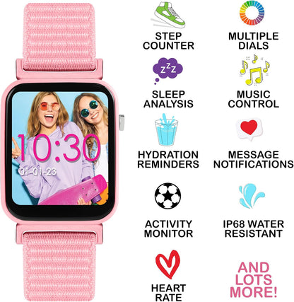 Tikkers Smart Series 13 Pink Riptape Strap Smart Watch