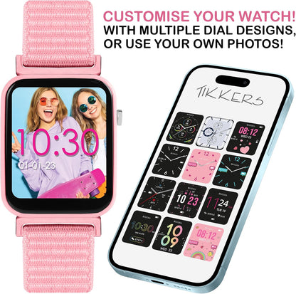 Tikkers Smart Series 13 Pink Riptape Strap Smart Watch
