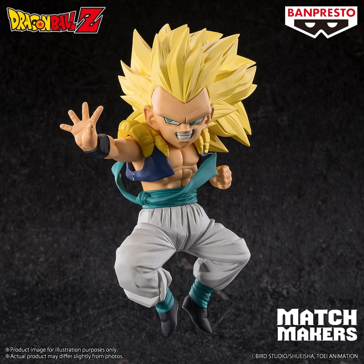 BANPRESTO Gotenks Super Saiyan 3, Vs Majin Buu, Dragon Ball Z, Match Makers, 11 cm, BP28822P Multicolor, Collectible Figure, Optimal for Anime Fans