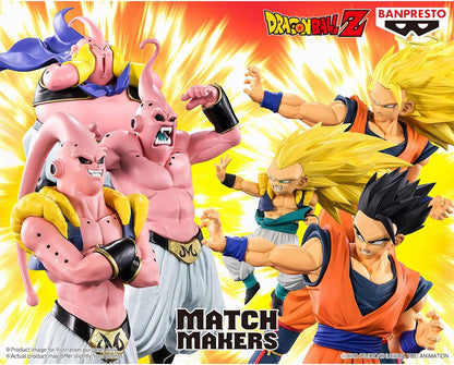 BANPRESTO Gotenks Super Saiyan 3, Vs Majin Buu, Dragon Ball Z, Match Makers, 11 cm, BP28822P Multicolor, Collectible Figure, Optimal for Anime Fans