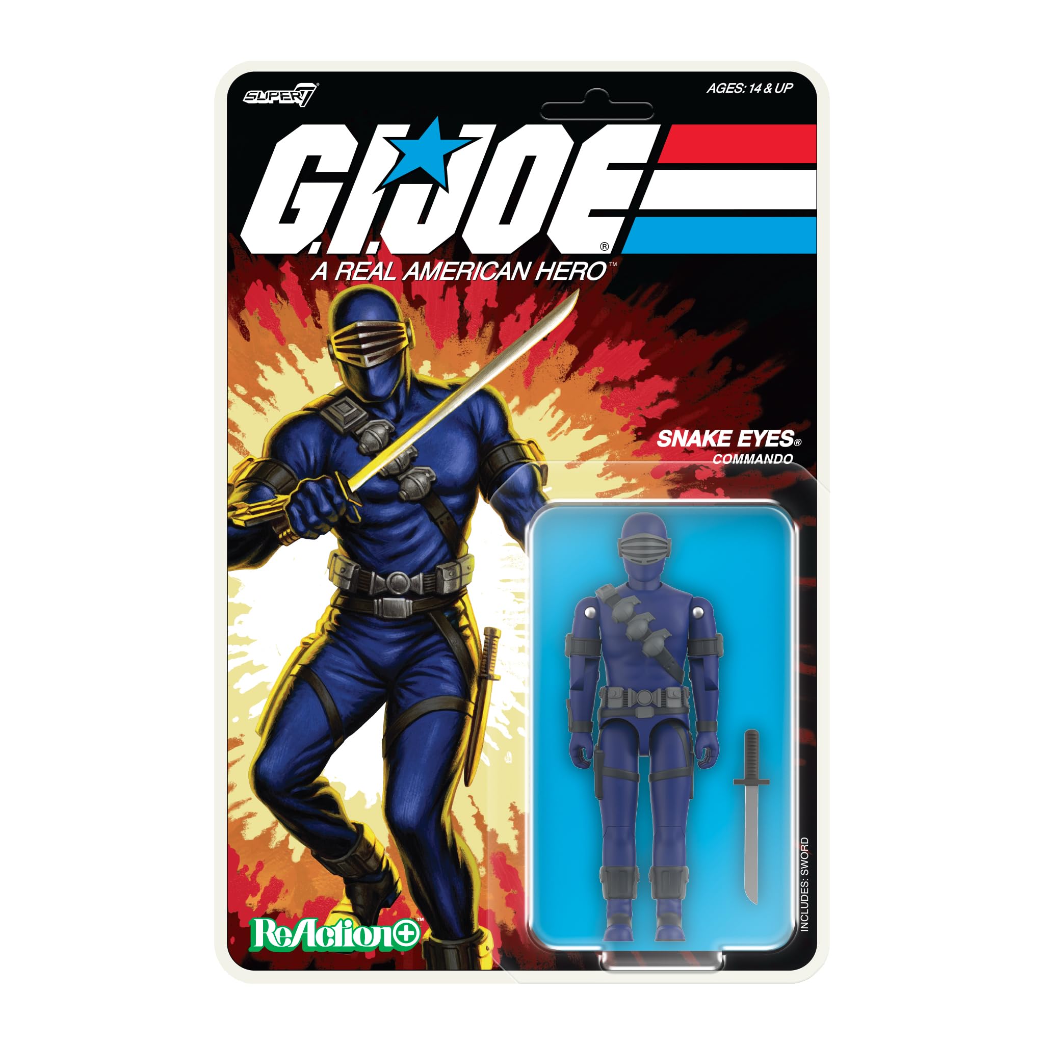 Super7 G.I. Joe Reaction+ Wave 03 (Cartoon) - Snake Eyes (Cartoon) Action Figure