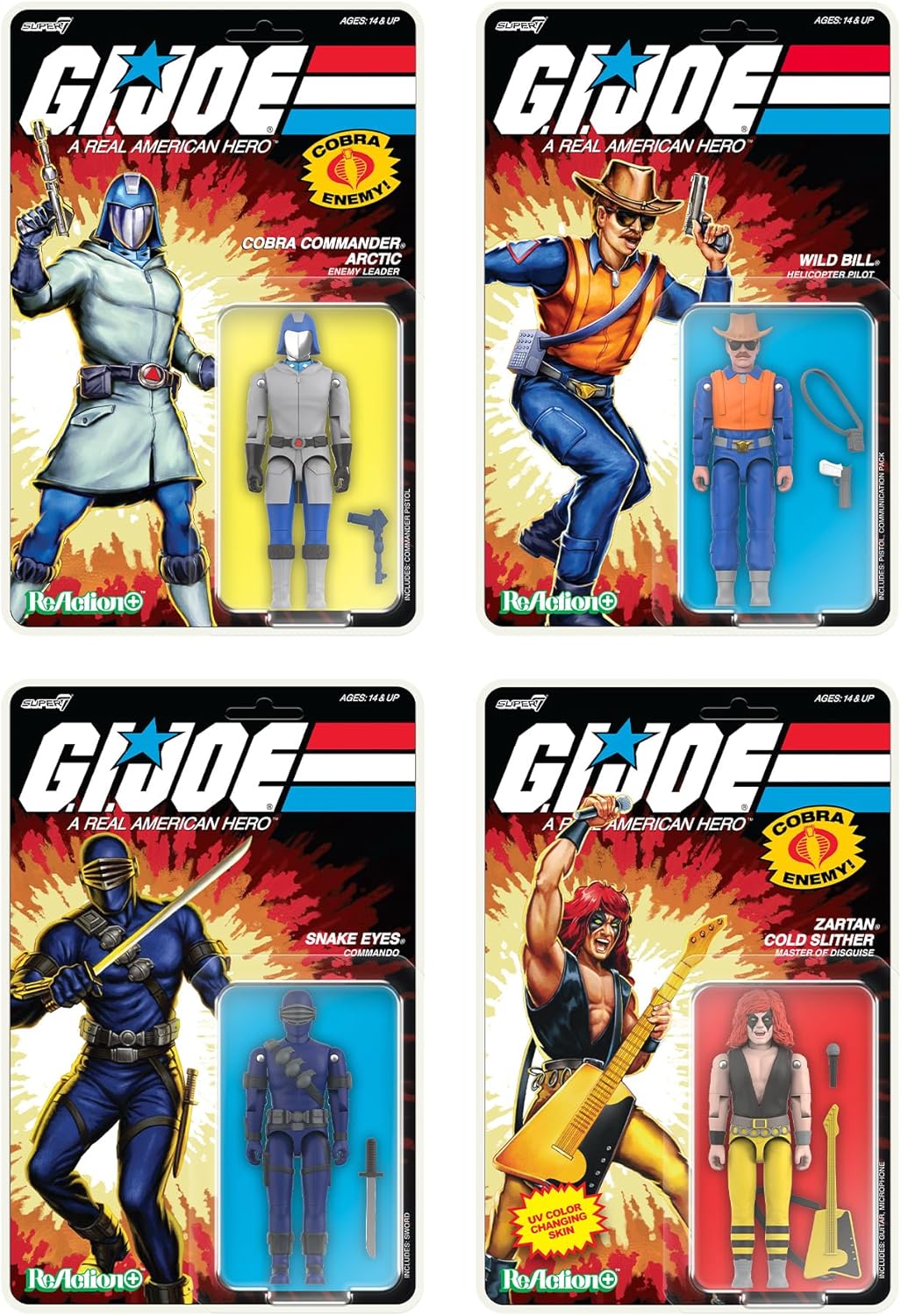Super7 G.I. Joe Reaction+ Wave 03 (Cartoon) - Snake Eyes (Cartoon) Action Figure