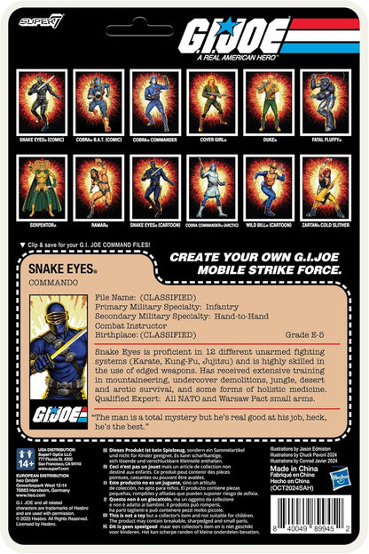 Super7 G.I. Joe Reaction+ Wave 03 (Cartoon) - Snake Eyes (Cartoon) Action Figure