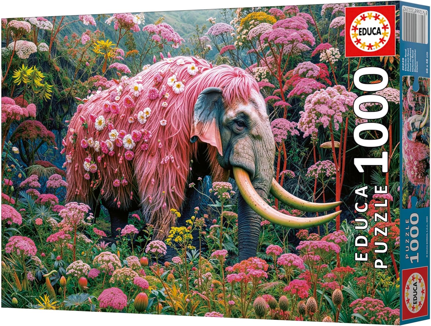 Educa - 1000 Piece Jigsaw Puzzle for Adults | Floral Elephant Jigsaw Puzzle Includes Glue Fix Puzzle Size: 68 x 48 cm - Ages 14 Years (20229