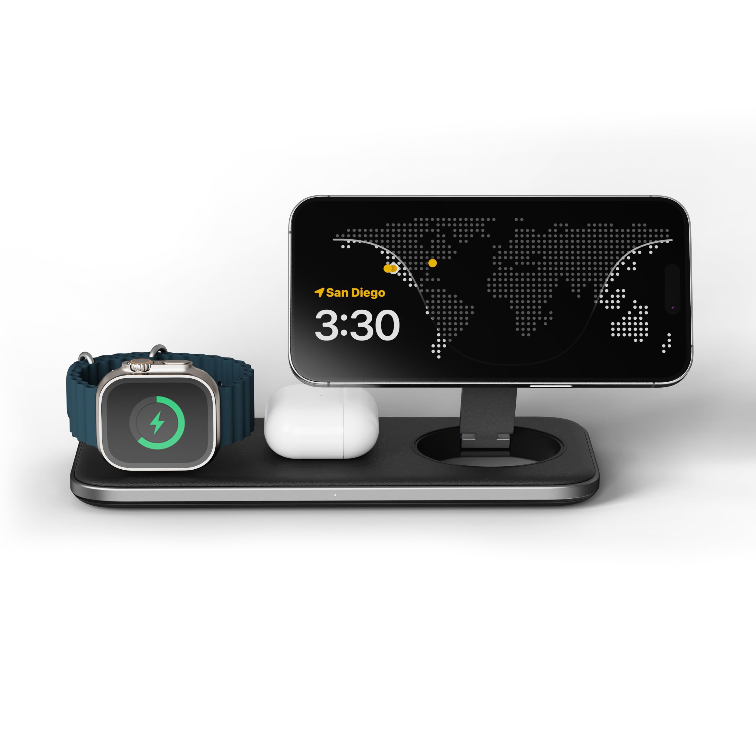 SATECHI Qi2 Trio Wireless Charging Pad, 3 in 1 Wireless Charging Station, Qi2 15W Fast Wireless Charger for iPhone 16/15/14/13/12, AirPods and Apple Watch