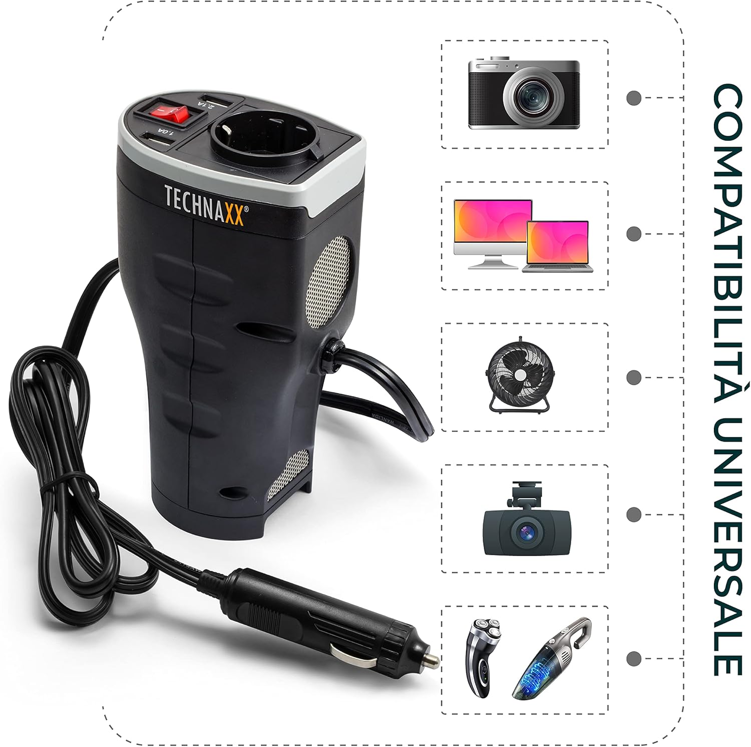 Technaxx - Car Power Inverter - 2 Usb Ports