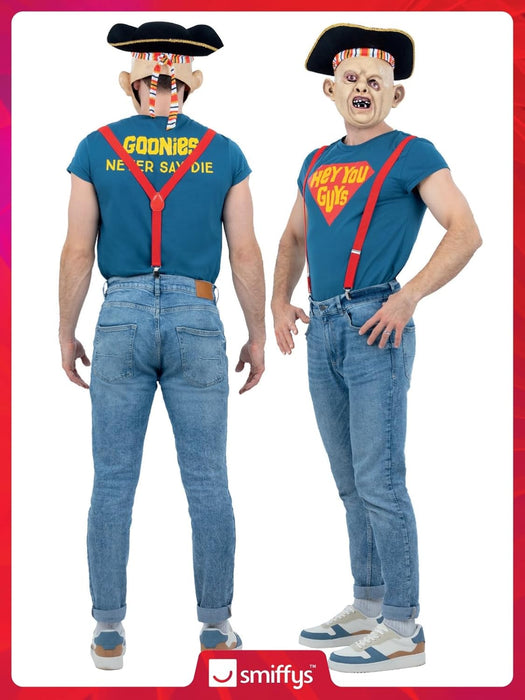 Smiffys The Goonies Sloth Costume Top, Braces, Hat, Mask, Officially Licensed The Goonies Fancy Dress, Adult Dress Up Costumes