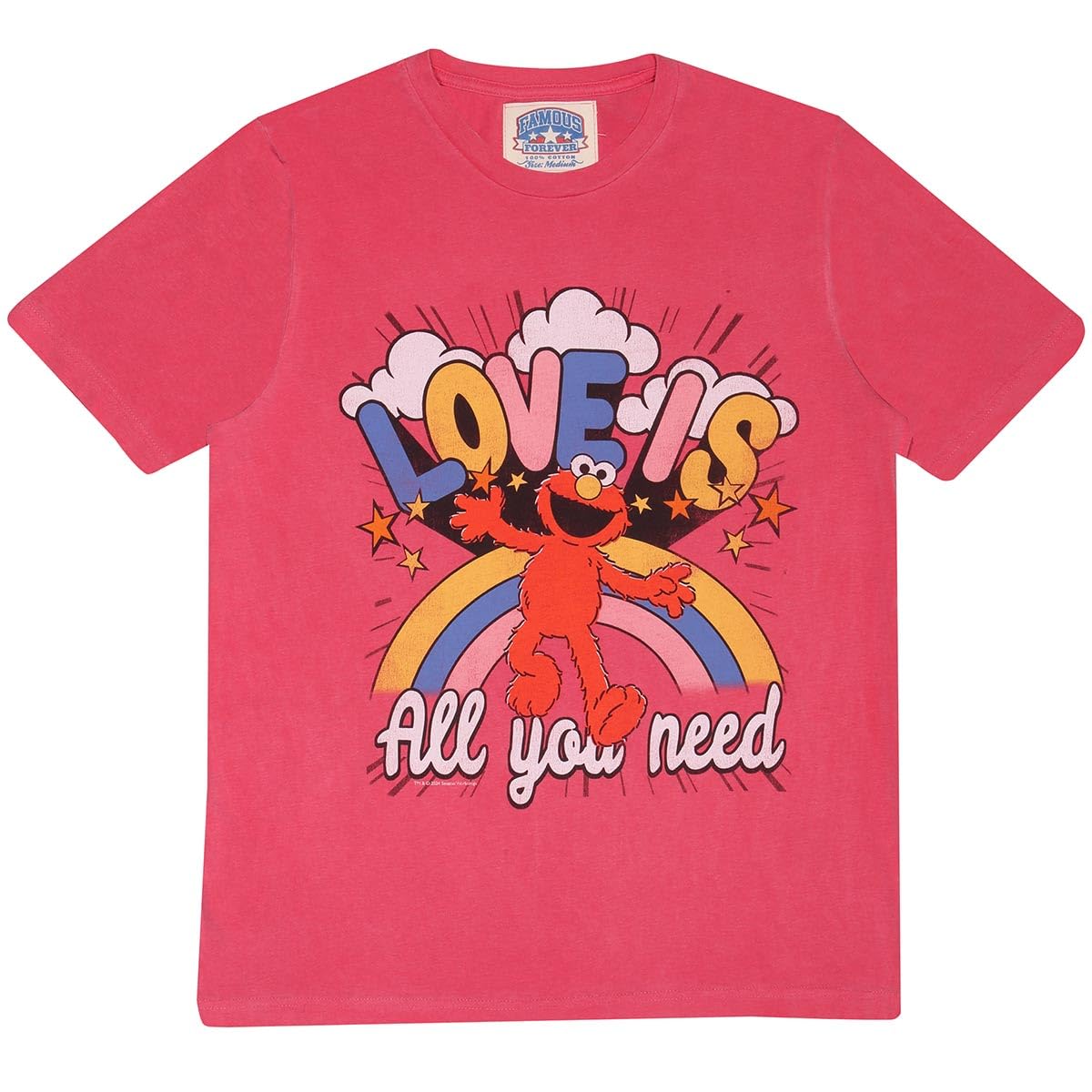 Official Famous Forever Sesame Street Elmo Love is Unisex Washed Red T-Shirt, Large