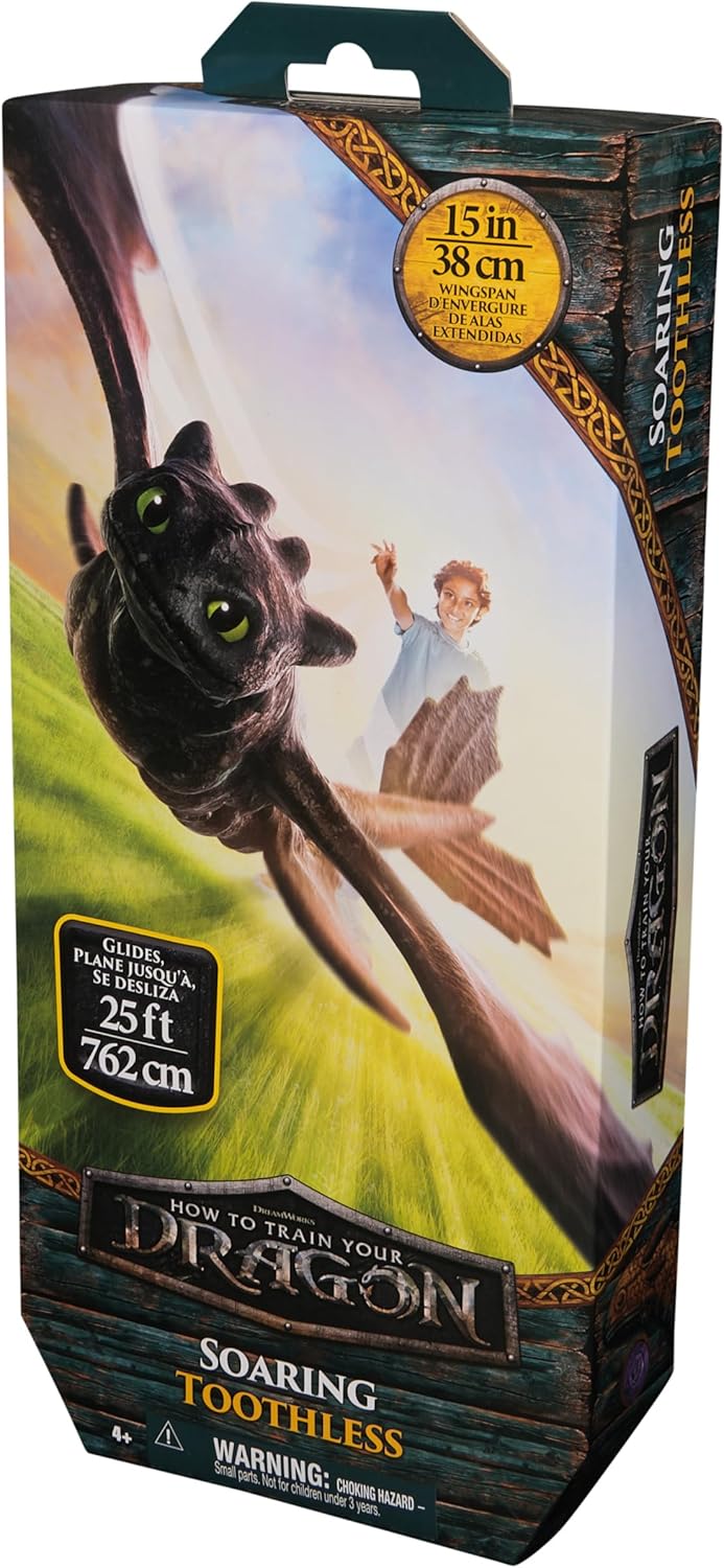 How to Train Your Dragon, Soaring Toothless Dragon Glider with 15” Wingspan, Kids Toys for Boys & Girls Ages 4 and up
