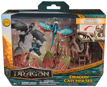 Dreamworks Dragons How to Train Your Dragon, 5-Pack Dragon Catcher Set with Hiccup’s Mangler Net Launcher, Kids Toys for Boys & Girls Ages 4 and up