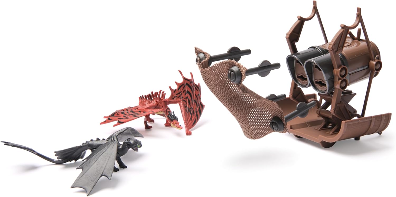 Dreamworks Dragons How to Train Your Dragon, 5-Pack Dragon Catcher Set with Hiccup’s Mangler Net Launcher, Kids Toys for Boys & Girls Ages 4 and up
