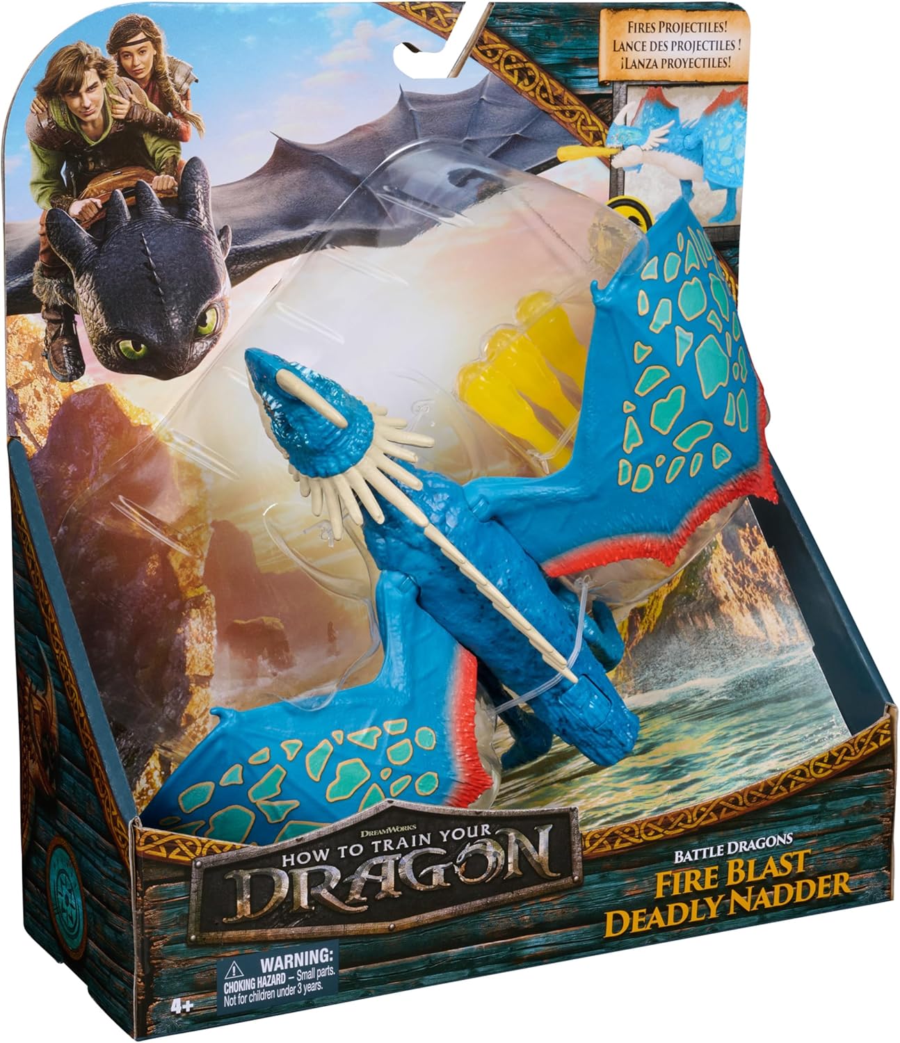 Dreamworks Dragons, How to Train Your Dragon, Battle Dragons, Fire Blast Deadly Nadder, 10” Action Figure, Kids Toys for Boys & Girls Ages 4 and up
