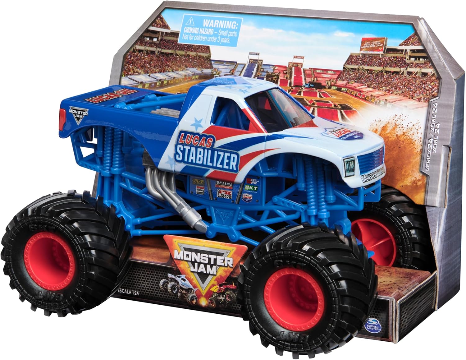 Monster Jam, Official Lucas Stabilizer Monster Truck, Collector Die-Cast Vehicle, 1:24 Scale, Kids’ Toys for Boys and Girls Aged 3 and up