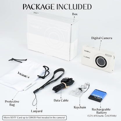 Yashica DigiMate 4K Digital Camera - 18X Zoom Supports Micro SD Cards Mini Camera for Teenagers