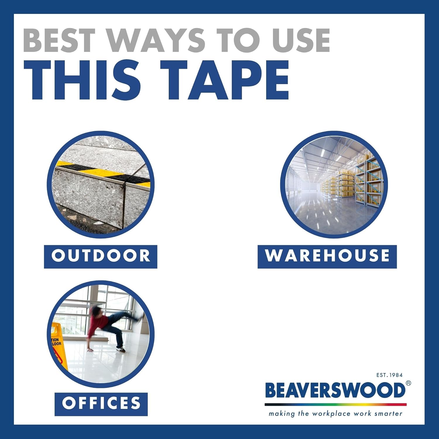 Beaverswood Industrial Vinyl Floor Line Marking Tape 50mmx33m Black/Yellow (Roll) - LMT/BY