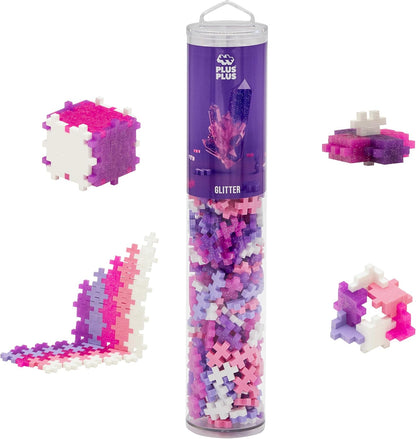 PLUS PLUS 4243 Animals Building Blocks pc Kids Construction, Creative Learning Resources and STEM Play for Home and Travel-Girls and Boys Toys Age 5 Plus-Glitter 240 Pieces