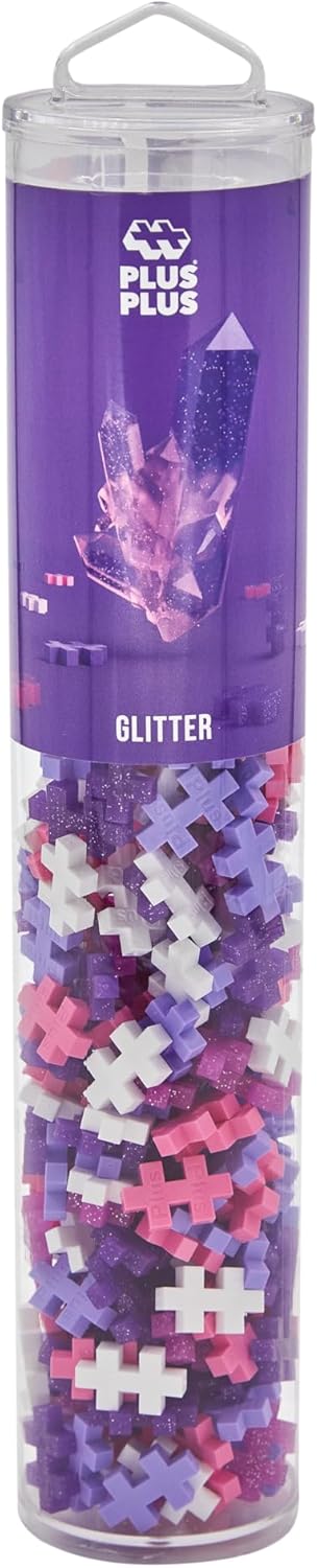 PLUS PLUS 4243 Animals Building Blocks pc Kids Construction, Creative Learning Resources and STEM Play for Home and Travel-Girls and Boys Toys Age 5 Plus-Glitter 240 Pieces
