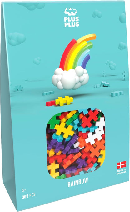 PLUS PLUS Building Blocks Toy - 300 pc Kids Construction Toys, Creative Learning Resources and STEM Play for Home and Travel - Girls and Boys Toys Age 5 Plus - Rainbow 300 Pieces