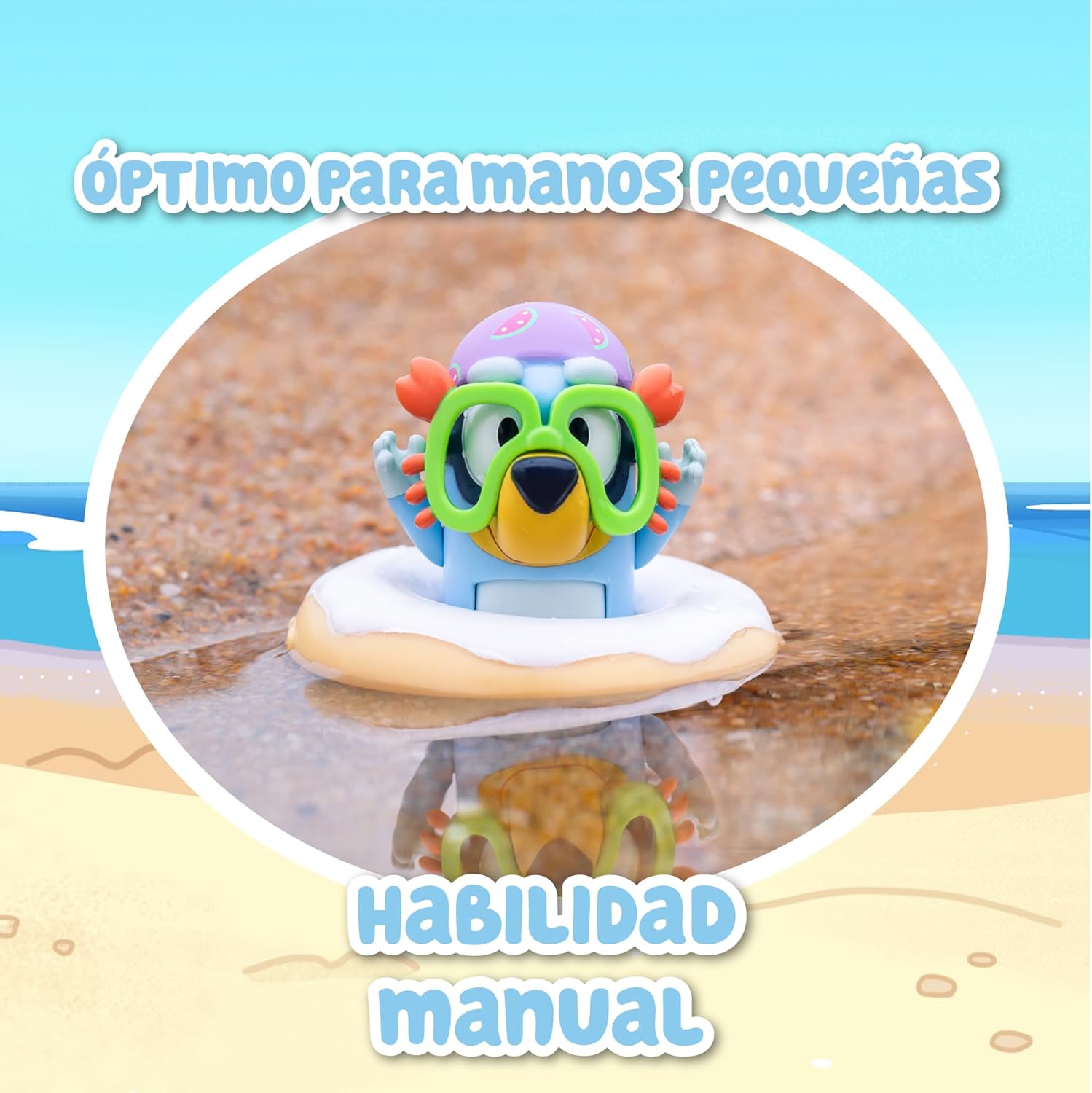 Bluey - Beach Cabin Playset, Blue Dog Beach House, Toy with Figure, with Accessories, Pool, Glasses, Float, Barbecue, Blue House, Famous (BLY66000