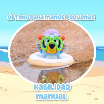 Bluey - Beach Cabin Playset, Blue Dog Beach House, Toy with Figure, with Accessories, Pool, Glasses, Float, Barbecue, Blue House, Famous (BLY66000