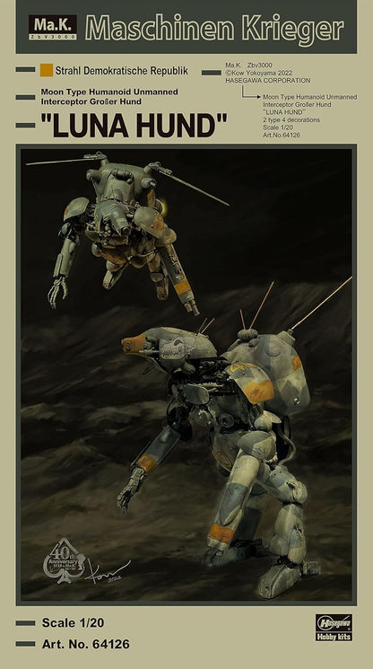 Hasegawa 64126 Masinen Krieger Pistola senza equipaggio tipo umanoide per superfici lunari, Glow Surf Nunt, Lunafunt, scala 1/20, modello in plastica