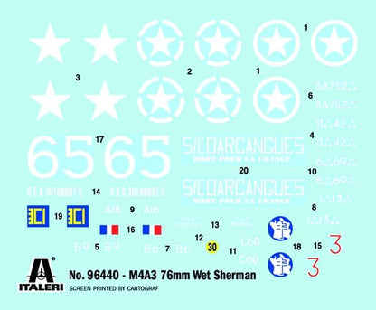 Italeri 96440 M4A3 76mm Wet Sherman, 1:35 Scale, Plastic Model Kit/Model Assembly