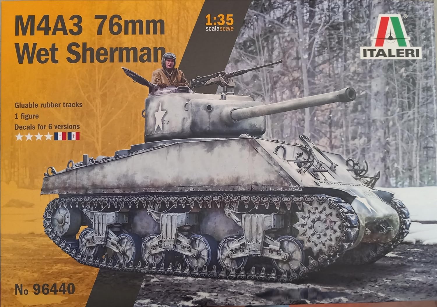 Italeri 96440 M4A3 76mm Wet Sherman, 1:35 Scale, Plastic Model Kit/Model Assembly