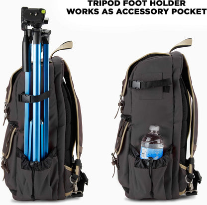 GOgroove Kamera Rucksack für Spiegelreflexkameras: DSLR Backpack ideal für Reisen, ausreichend Platz für Kamera & Zubehör, sowie Laptop und Stativhalter & wetterfestem Regenschutz