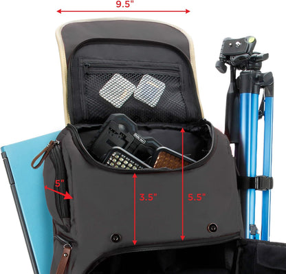GOgroove Kamera Rucksack für Spiegelreflexkameras: DSLR Backpack ideal für Reisen, ausreichend Platz für Kamera & Zubehör, sowie Laptop und Stativhalter & wetterfestem Regenschutz