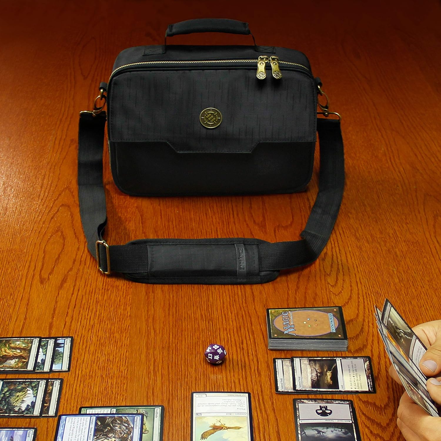 ENHANCE MTG Card Box Storage Case - Deck Holder Card Carrying Case Compatible with Magic MTG Cards, Pokemon Trading Cards, Cards Against Humanity, & Other Card Games - Includes Pencil Loops & Pockets