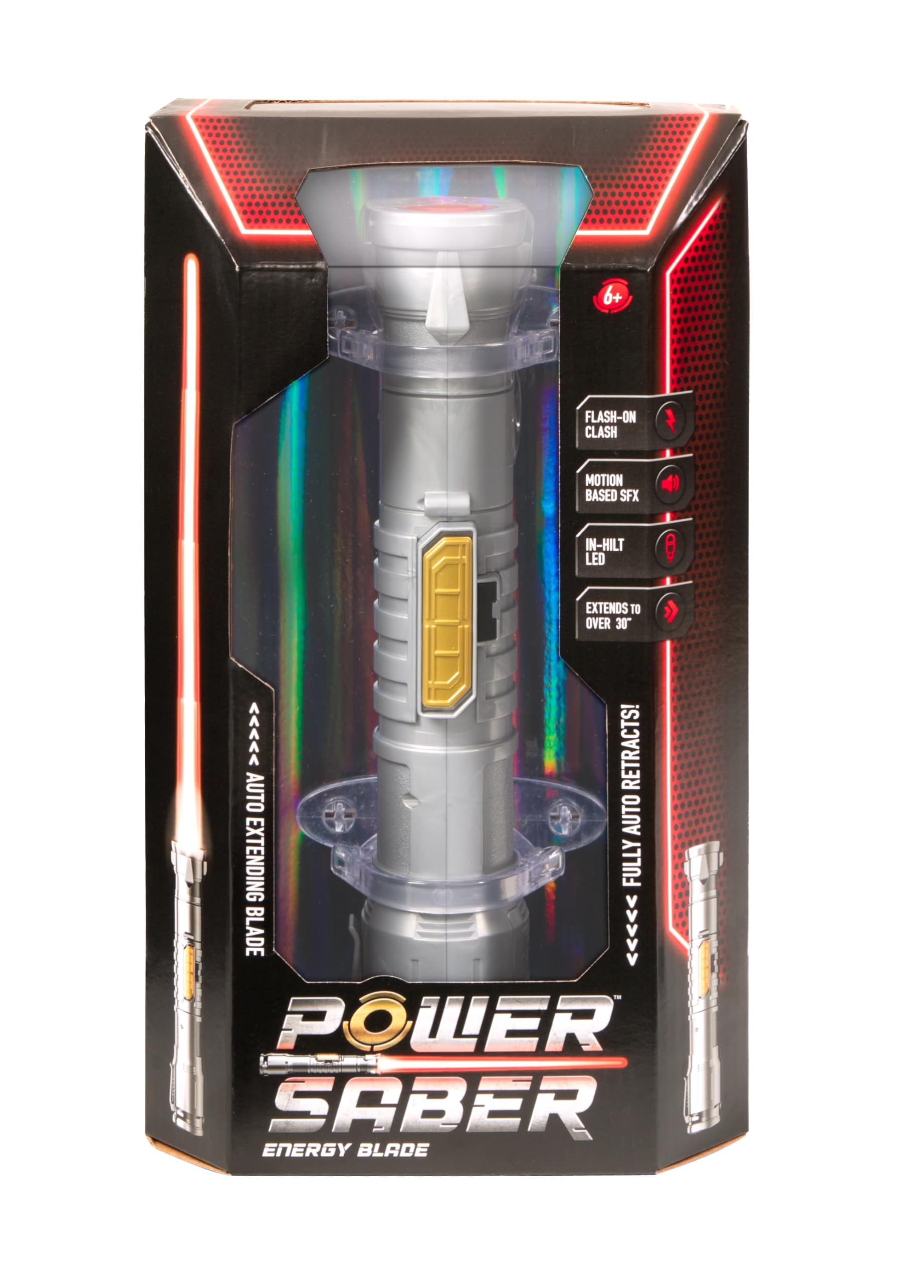 Red | Auto Extending 30" LED Energy Blade | With Motion Based Light and Sound Effects | Recommended Ages 6+