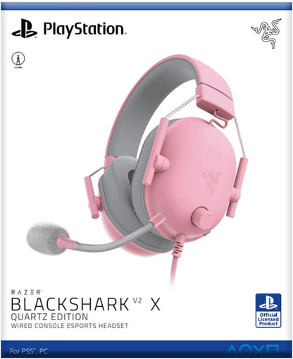 Razer BlackShark V2 X (PlayStation) - Wired e-sports headset for PlayStation 5 console (250g, cardioid microphone, 50mm drivers, passive noise cancellation, 3.5mm jack