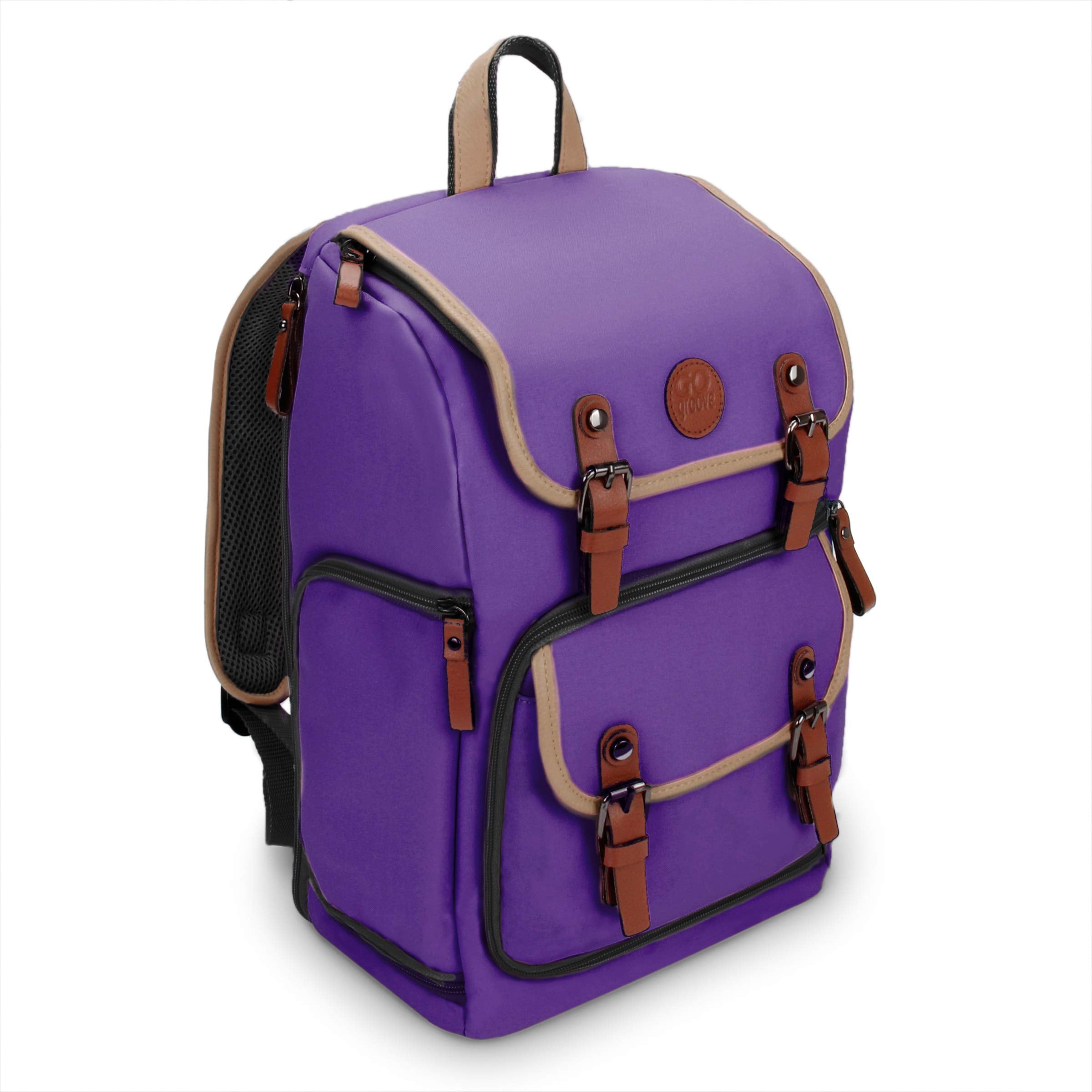 GOgroove Mid-Size Camera Backpacks for Photographers - DSLR Camera Backpack with Tablet Compartment, Accessory Storage, Tripod Holder, Rain Cover Small Camera Bag for DSLR Camera and More (Purple