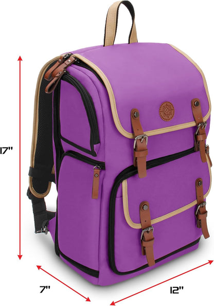 ENHANCE Designer Edition Trading Card Backpack - MTG Deck Bag Card Binder Space, TCG Deck Box Storage, Playmat Holder - Compatible with Magic the Gathering, Pokemon, Lorcana (Canvas Look - Purple