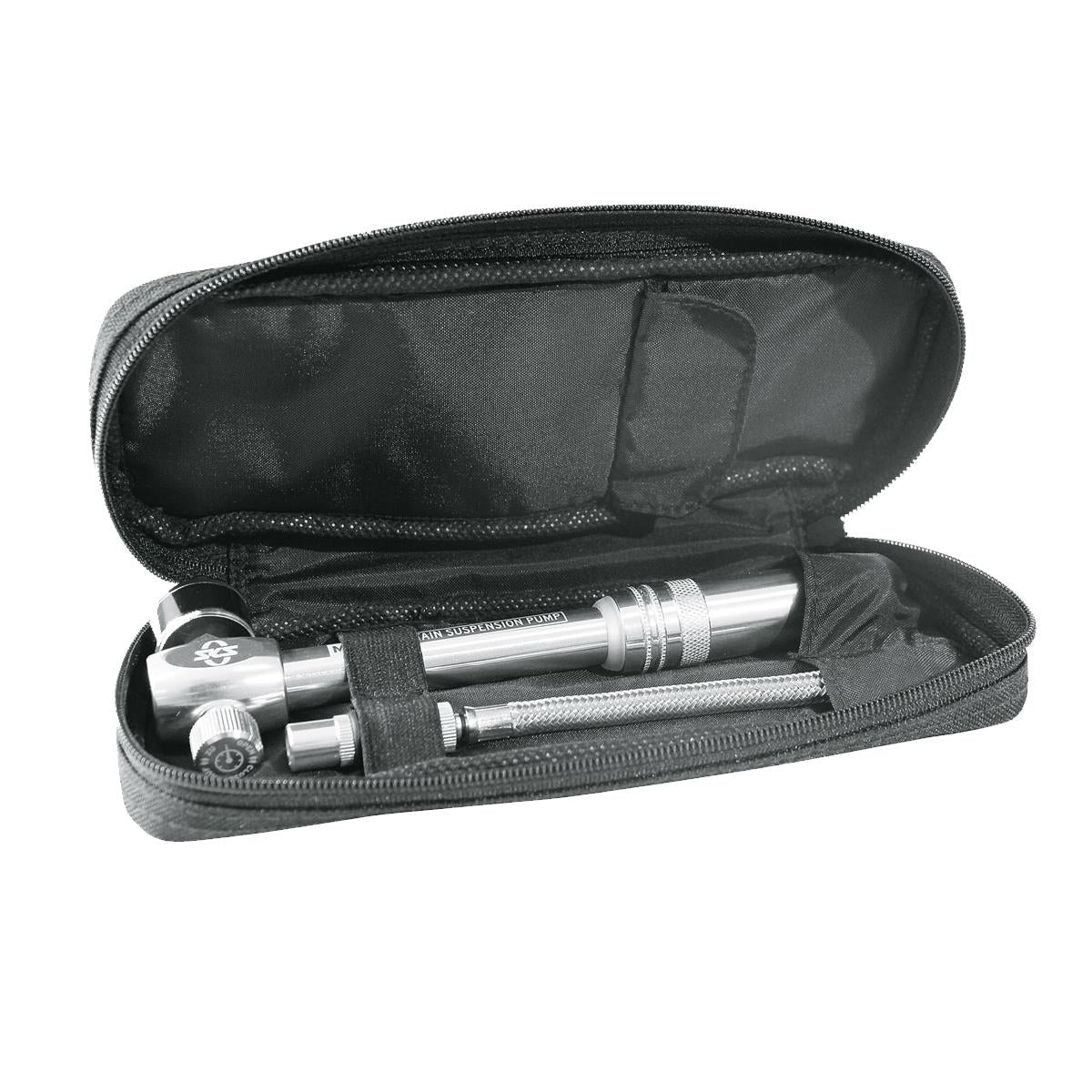 SKS Germany MSP Pompe d'amortisseur (Pompe à Suspension de Montagne), Pompe à air vélo (Pompe à vélo avec Tuyau Flexible en Acier dévissable, Pression Max. : 20 bar/290 psi, raccord de Valve : AV