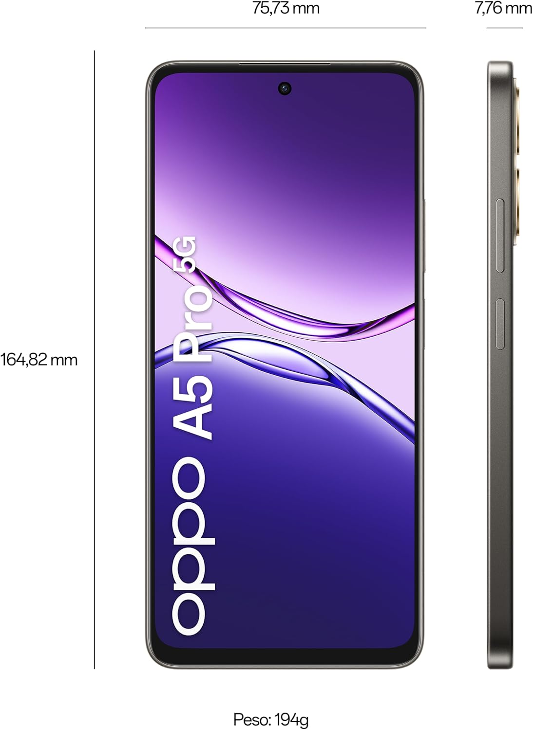 Smartphone Oppo A5 Pro 5G 8 Gb Ram 256 Gb 6,67`` Black