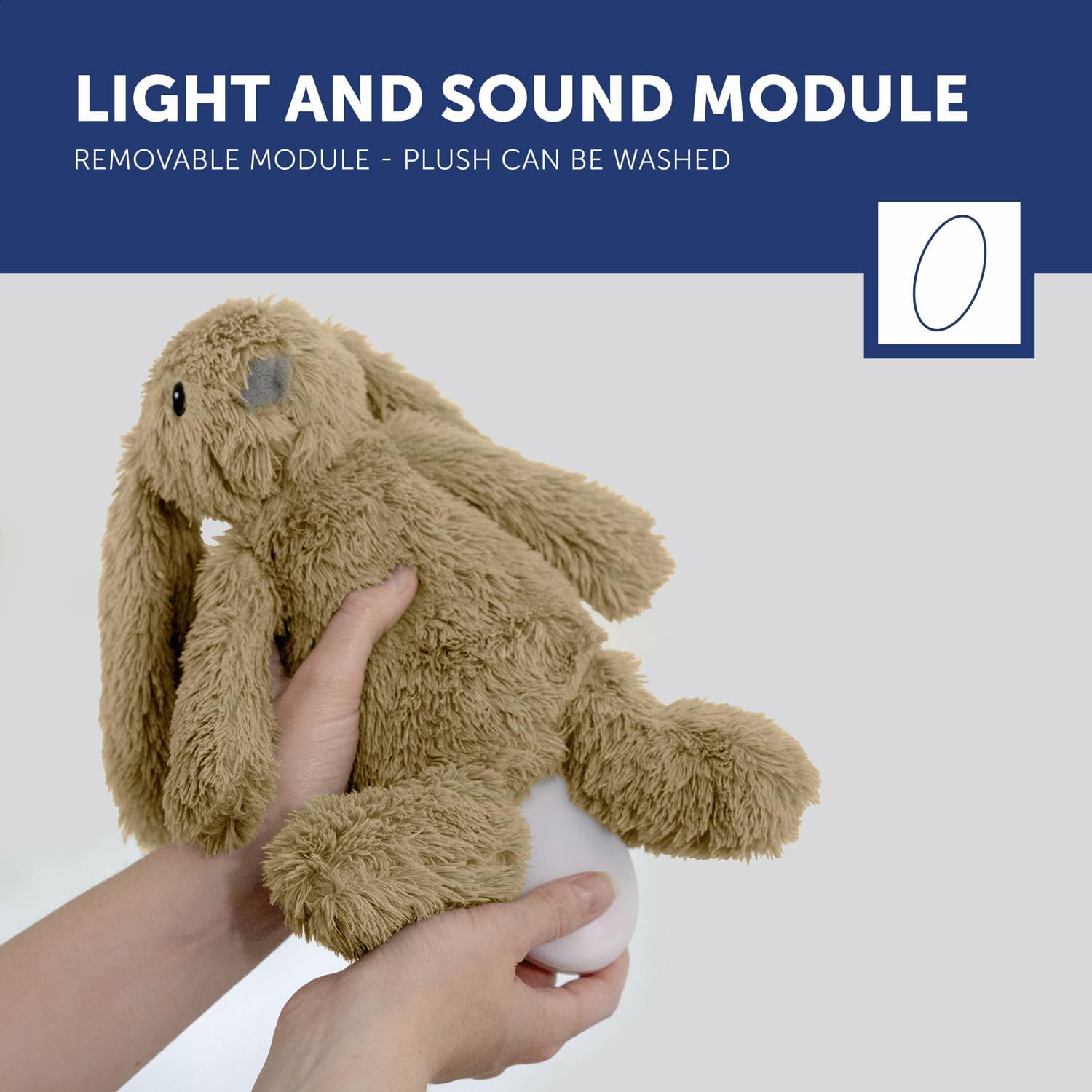 ZAZU - Ro der Hase Baby Schlafhilfe mit wiederaufladbarem Akku – Nachtlicht in mehreren Farben & beruhigende Geräusche, Weinsensor, Auto-Abschaltung und USB-C-Ladekabel (Beige