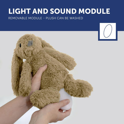 ZAZU - Ro der Hase Baby Schlafhilfe mit wiederaufladbarem Akku – Nachtlicht in mehreren Farben & beruhigende Geräusche, Weinsensor, Auto-Abschaltung und USB-C-Ladekabel (Beige