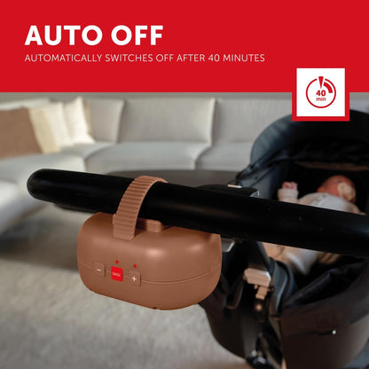 ZAZU Robby Automatische babywip, verstelbaar, timer van 40 minuten, huilsensor, USB-batterij, waterdicht, universeel ontwerp voor kinderwagens en buggy's (bruin