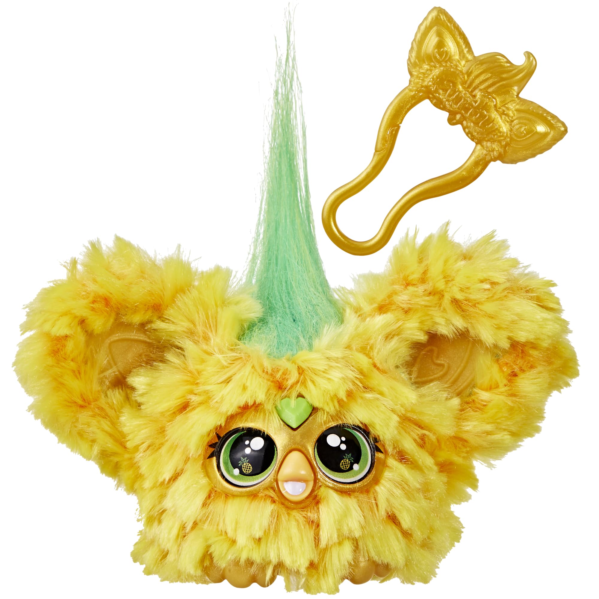 Furby Furblets Hoo-Lah Pineapple Mini Friend, 45+ Sounds & Music, Speaks Only Furbish, Electronic Plush Toys for 6 Year Olds & Up, Yellow & Green