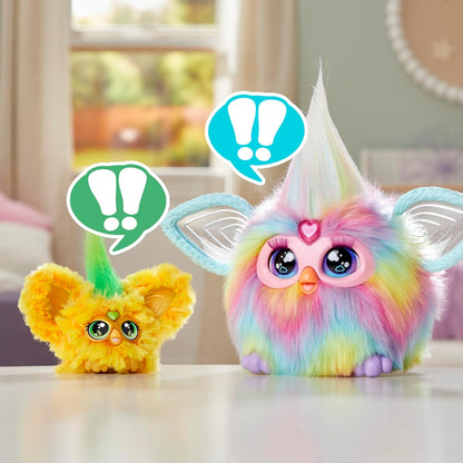 Furby Furblets Hoo-Lah Pineapple Mini Friend, 45+ Sounds & Music, Speaks Only Furbish, Electronic Plush Toys for 6 Year Olds & Up, Yellow & Green
