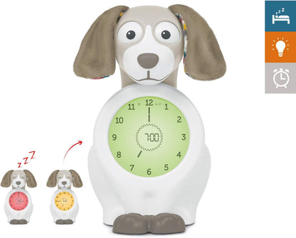 ZAZU Kids Davy Hund - Pädagogischer Wecker & Schlaftrainer für Kinder, LED Kinderwecker, Intelligentes Schlafen & Aufwachen, Mädchen & Jungen (Taupe